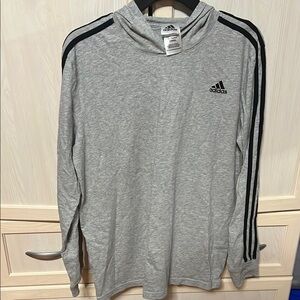 Adidas Gray Hoodie with Black Stripes